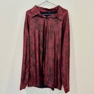 Long Sleeve Disco Top Black & Hot Pink Metallic Size XL Excellent Condition